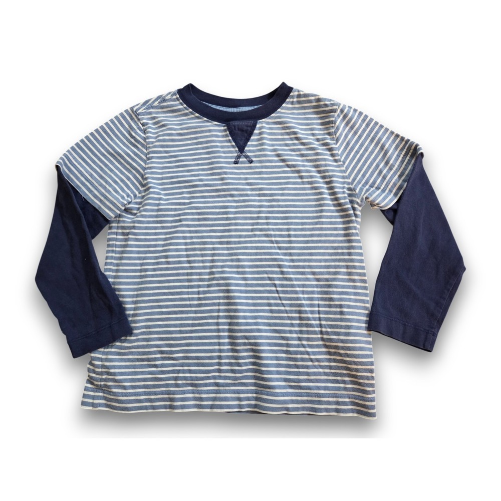 Hanna Andersson Moon and Back Blue Stiped Long Sleeve T Shirt Kids 110 US 5
